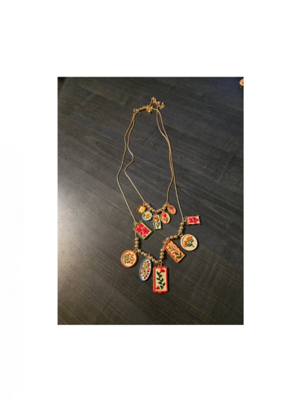 NEW 2026 Zara Double Ceramic enamel Floral necklace - Picture 3 of 7
